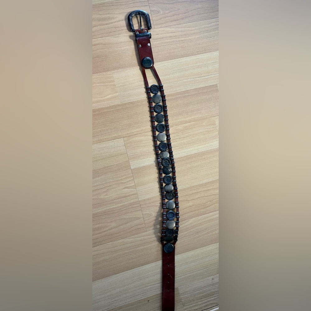 Western brown leather concho belt size medium